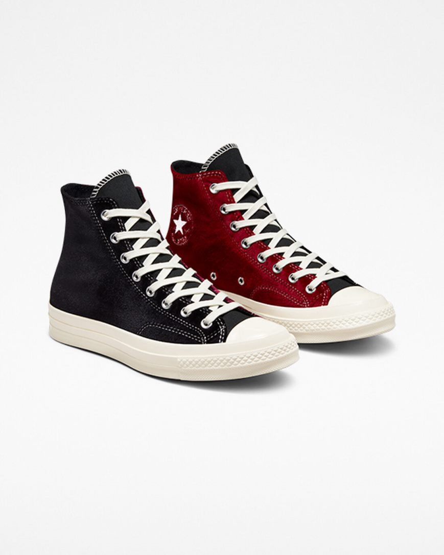 Women's Converse Chuck 70 Beyond Retro Velvet High Top Shoes Black / Red | AU 3640EN